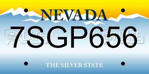 7SGP656 Nevada License Plate