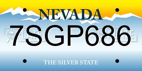 7SGP686 Nevada License Plate