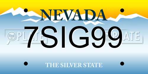 7SIG99 Nevada License Plate