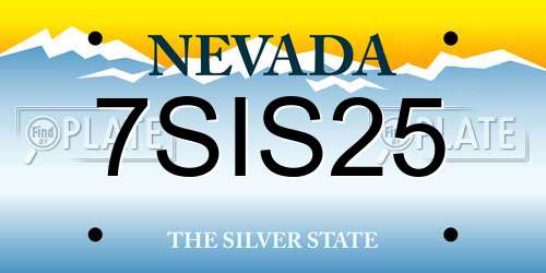 7SIS25 Nevada License Plate