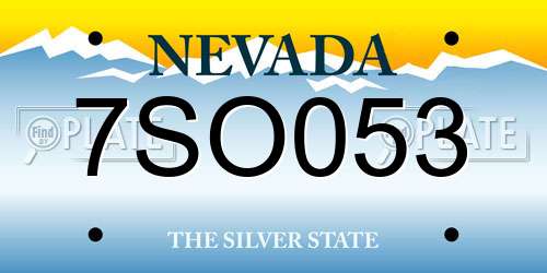 7SO053 Nevada License Plate