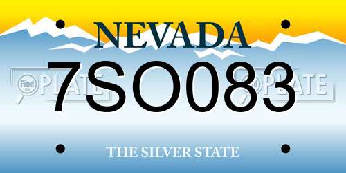 7SO083 Nevada License Plate