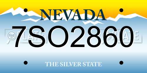 7SO2860 Nevada License Plate