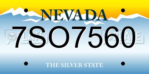 7SO7560 Nevada License Plate