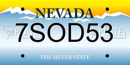7SOD53 Nevada License Plate