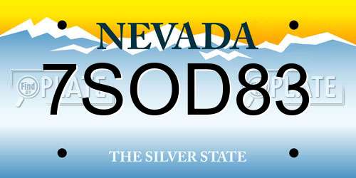7SOD83 Nevada License Plate