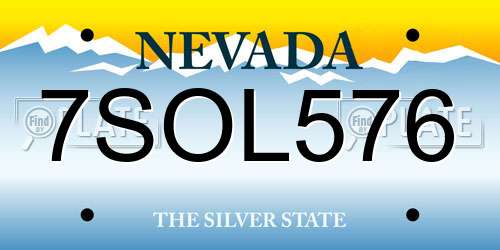 7SOL576 Nevada License Plate