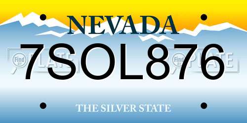 7SOL876 Nevada License Plate