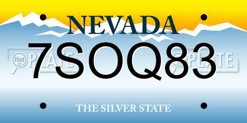7SOQ83 Nevada License Plate