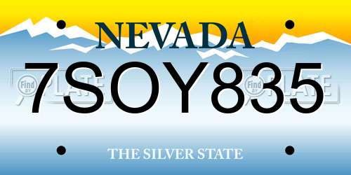 7SOY835 Nevada License Plate