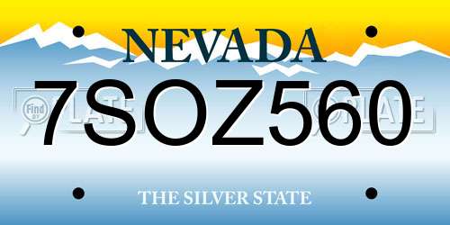 7SOZ560 Nevada License Plate