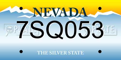 7SQ053 Nevada License Plate