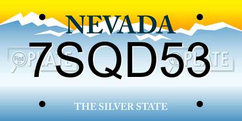 7SQD53 Nevada License Plate
