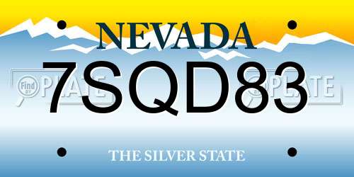 7SQD83 Nevada License Plate