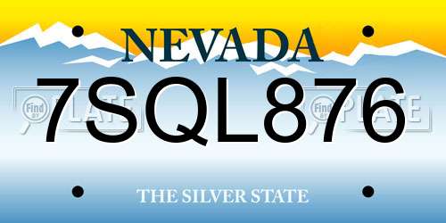 7SQL876 Nevada License Plate
