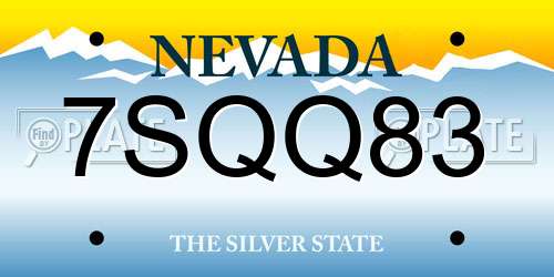 7SQQ83 Nevada License Plate