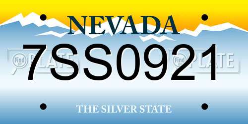 7SS0921 Nevada License Plate