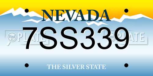 7SS339 Nevada License Plate