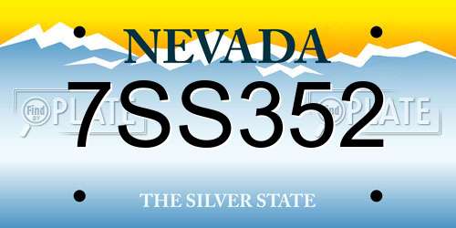 7SS352 Nevada License Plate