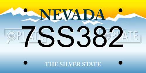 7SS382 Nevada License Plate