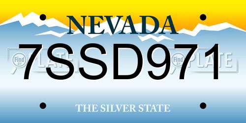 7SSD971 Nevada License Plate
