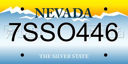 7SSO446 Nevada License Plate