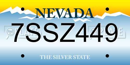 7SSZ449 Nevada License Plate