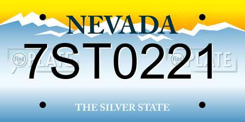 7ST0221 Nevada License Plate