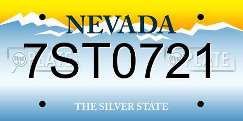 7ST0721 Nevada License Plate