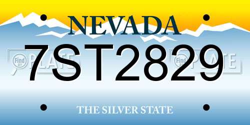 7ST2829 Nevada License Plate
