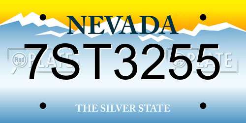 7ST3255 Nevada License Plate