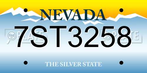 7ST3258 Nevada License Plate