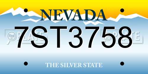 7ST3758 Nevada License Plate