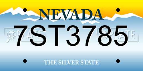7ST3785 Nevada License Plate