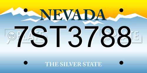 7ST3788 Nevada License Plate