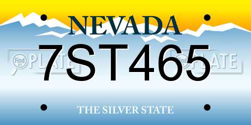7ST465 Nevada License Plate