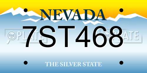7ST468 Nevada License Plate