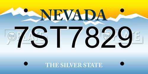 7ST7829 Nevada License Plate