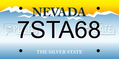 7STA68 Nevada License Plate