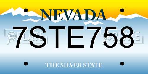 7STE758 Nevada License Plate