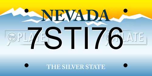 7STI76 Nevada License Plate