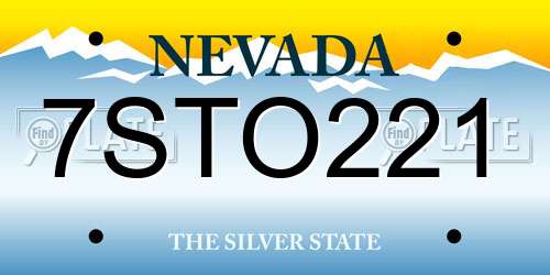 7STO221 Nevada License Plate