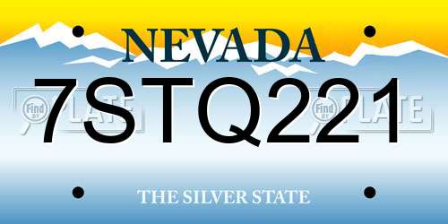7STQ221 Nevada License Plate