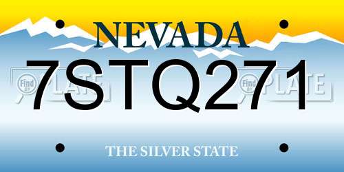 7STQ271 Nevada License Plate