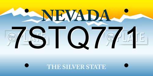 7STQ771 Nevada License Plate