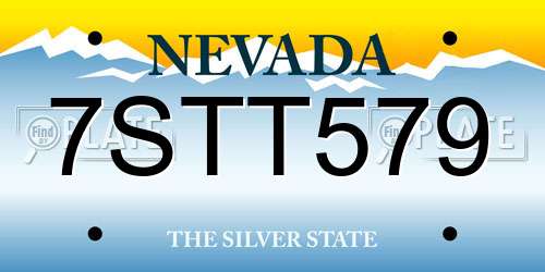 7STT579 Nevada License Plate