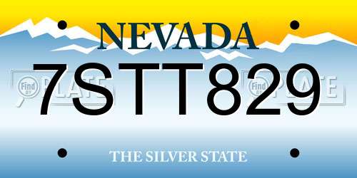 7STT829 Nevada License Plate