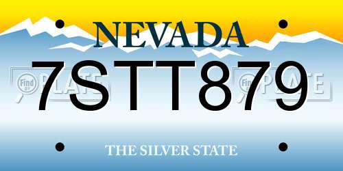 7STT879 Nevada License Plate