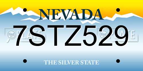 7STZ529 Nevada License Plate