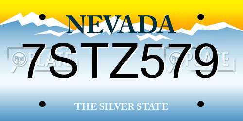 7STZ579 Nevada License Plate